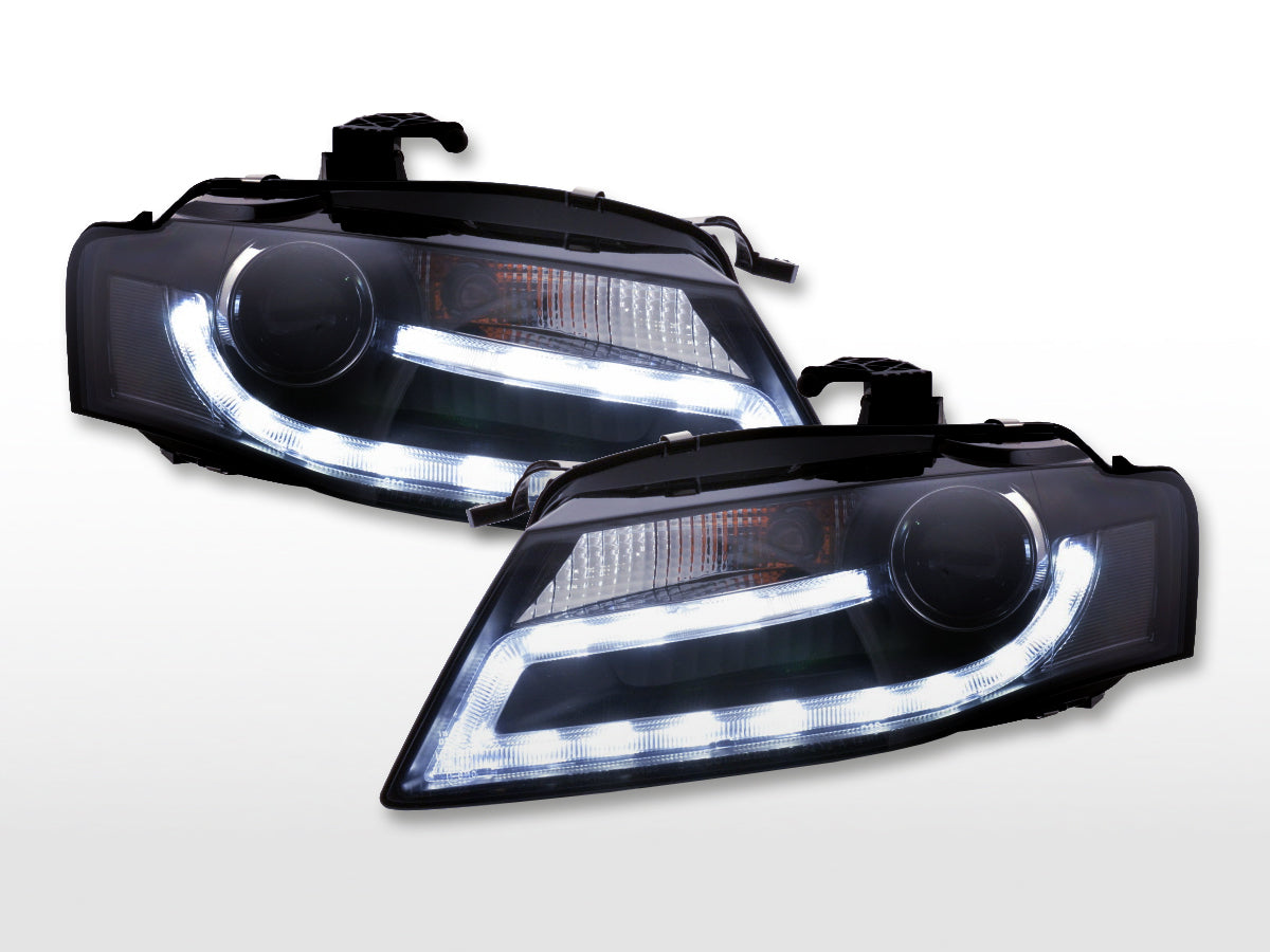 Scheinwerfer Set Xenon Daylight LED Tagfahrlicht Audi A4 B8 8K 07-11 schwarz Scheinwerfer Set Xenon Daylight LED Tagfahrlicht Audi A4 B8 8K 07-11 schwarz